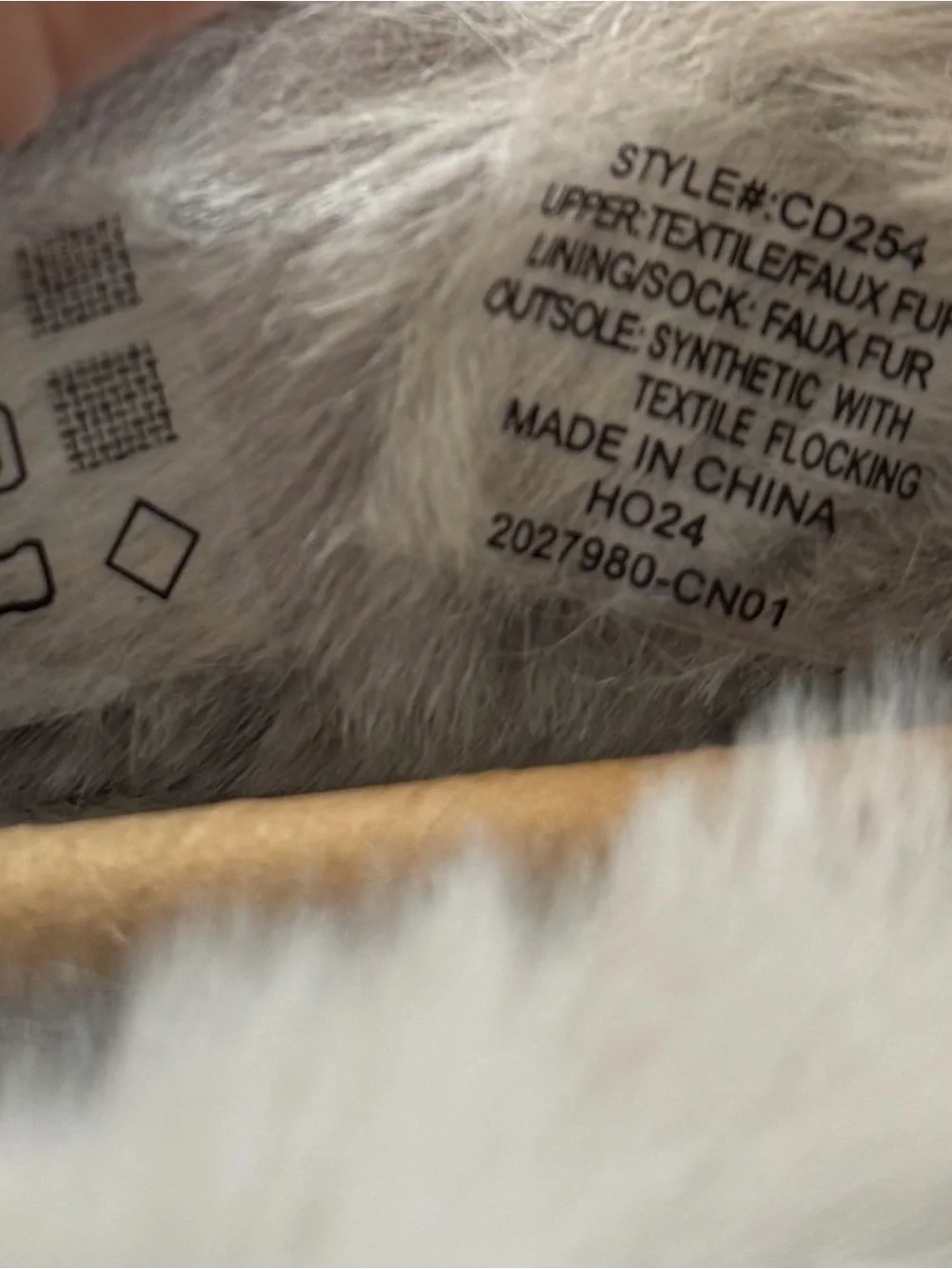 J. Crew Gray Faux-Fur Pom Moccasin Slippers with Tan Sole